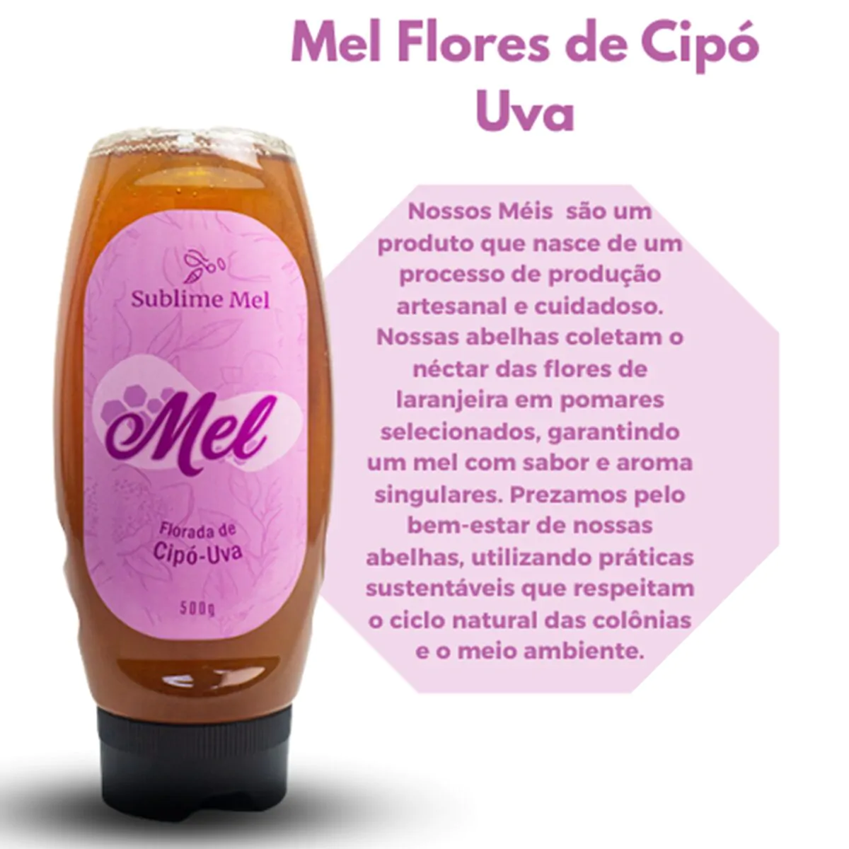 Mel Natural de Flores de Cipó Uva 500G - Sublime Mel® - Imagem 4
