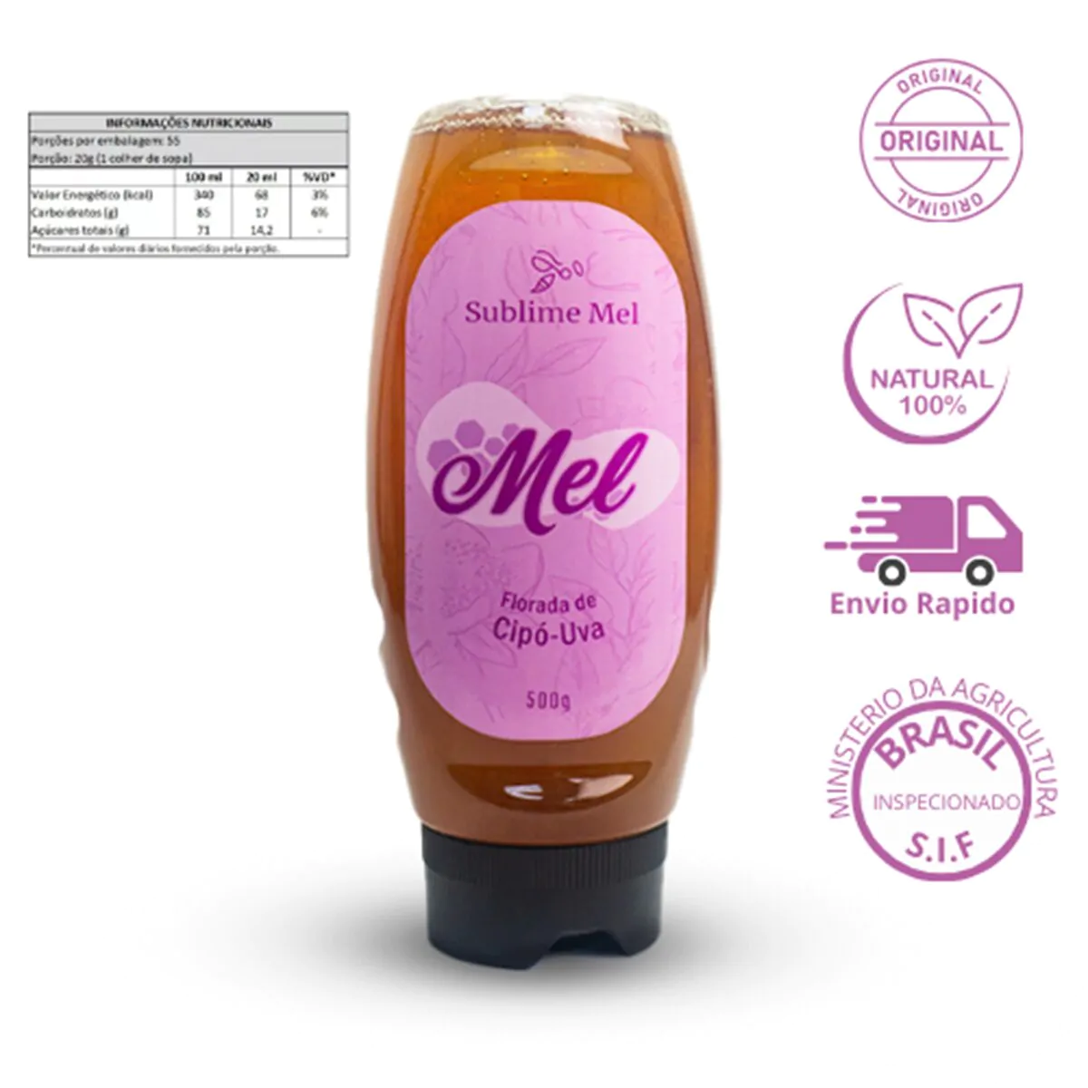 Mel Natural de Flores de Cipó Uva 500G - Sublime Mel® - Imagem 6