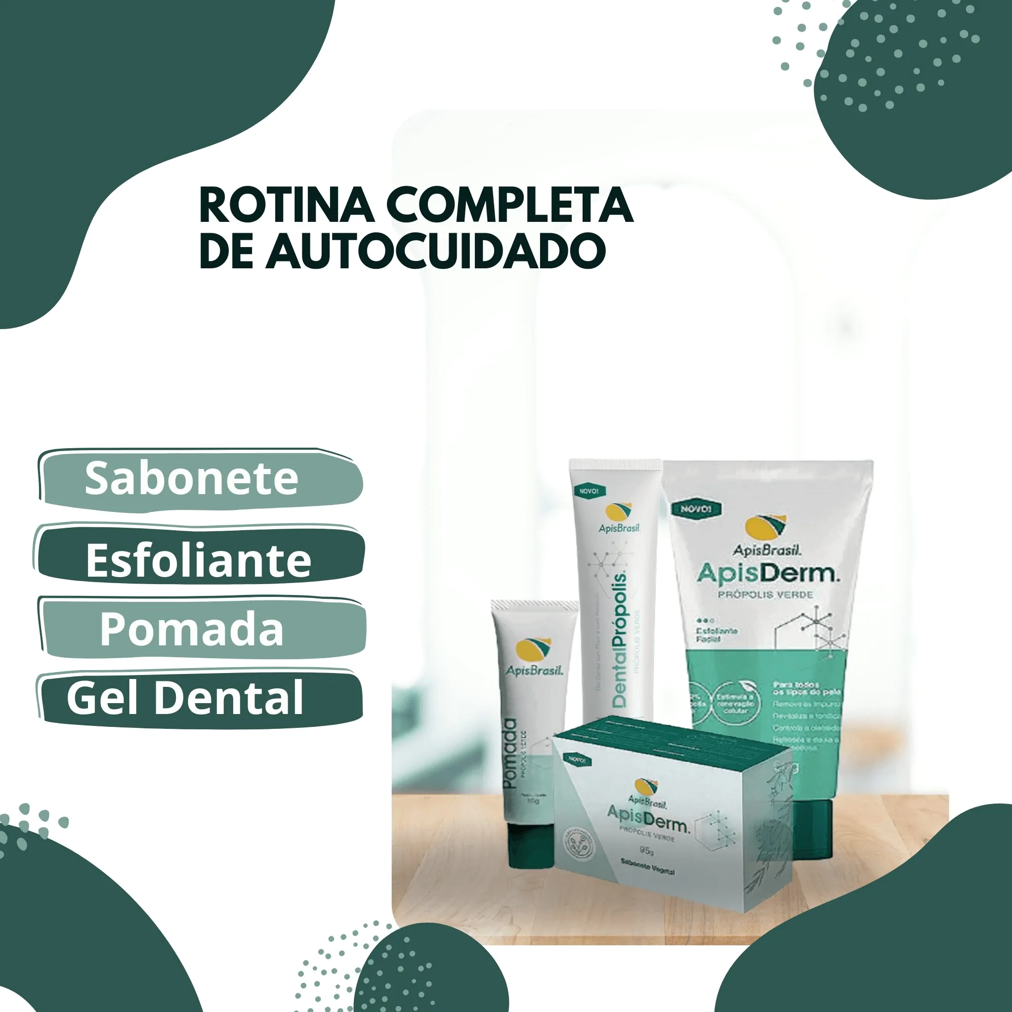 Kit Skincare 4 em 1 Apis Brasil | Sabonete, Esfoliante, Pomada e Gel Dental Própolis | Cuidado Completo - Imagem 2